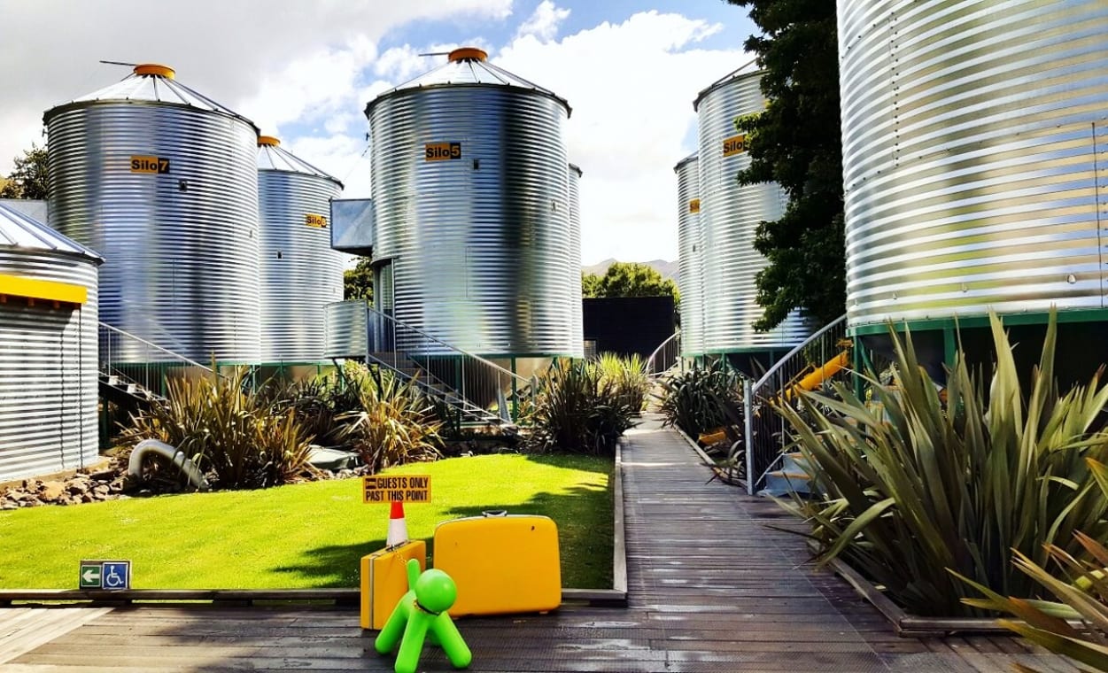 8 metal silos