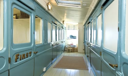 Interior shot of Seabank Selsey featuring converted train carriages