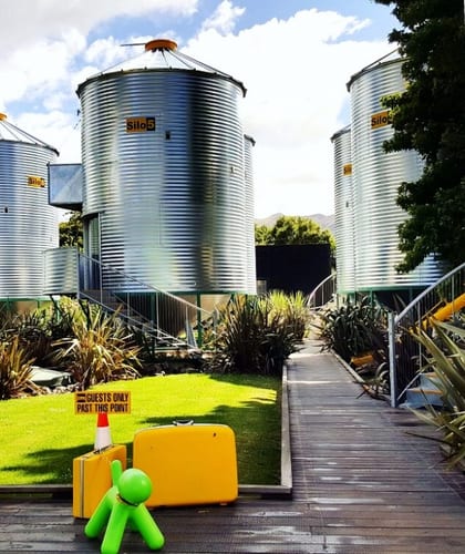 8 metal silos
