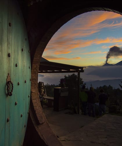 View of the central highlands of Guatemala from a hill house at Hobbitenango